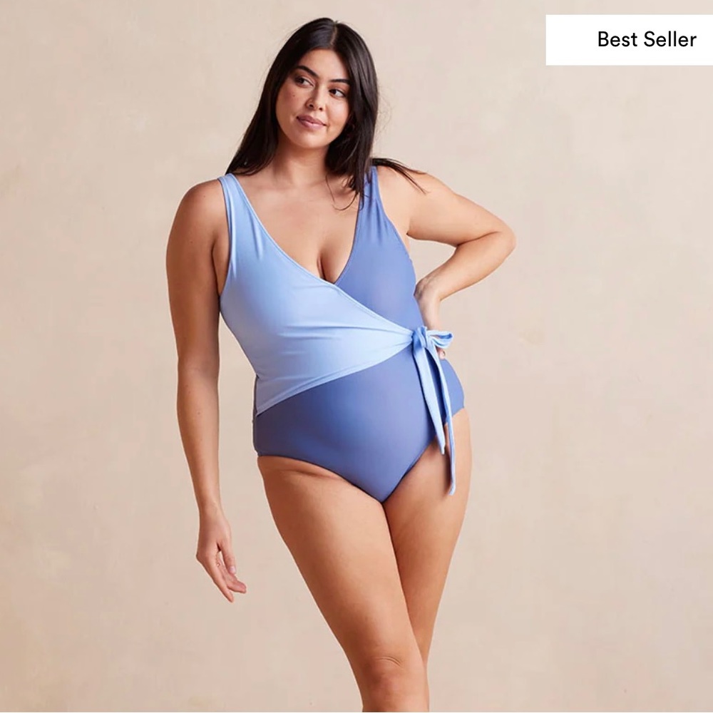 NWOT Summersalt Perfect Wrap One-Piece - Sky & Blue Mountain (Size 18)